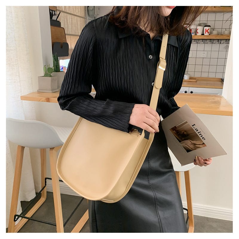 Solid Color Commuter Bag Zipper One Shoulder Messenger Bag Women