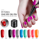 3 In 1 Gel Nail Varnish Pen Glitter One Step Nail Art Gel Polish Hybrid