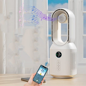 2023 New Multi-functional Bladeless Fan Bluetooth Speaker LED Night Light For Home Room Decoration