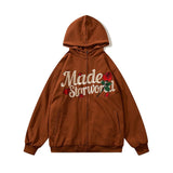 American Retro Street Embroidered Letter Hoodie