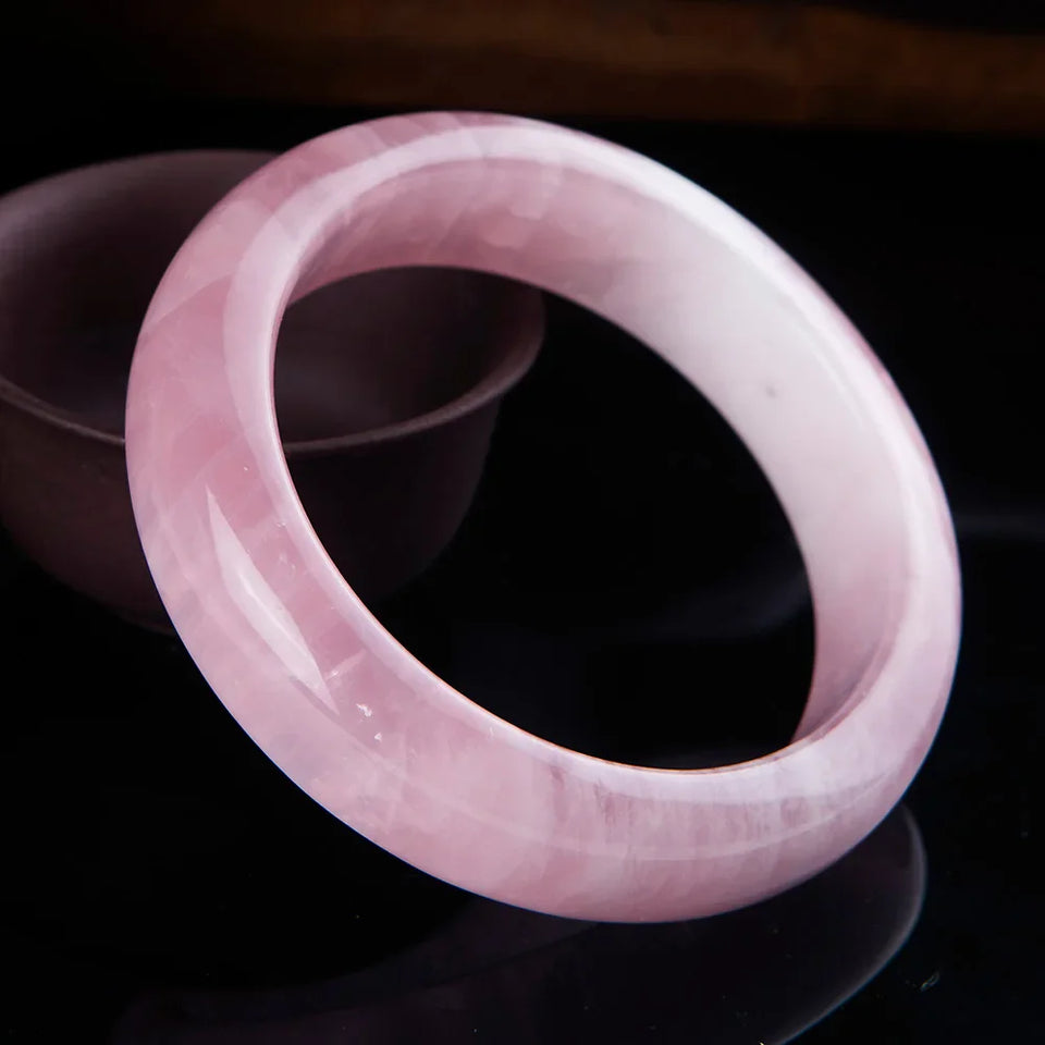Natural Pink Rose Quartz Gemstone Woman Bangle Madagascar Fashion Bracelet 55mm 56mm 57mm 58mm 59mmm 60mm AAAAA