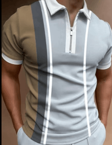 Men's POLO Shirt Striped Printed Short Sleeve T-Shirt Lapel Shirt