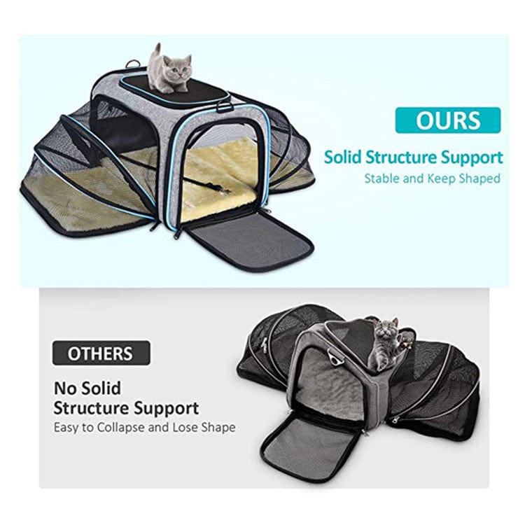 Carrier For Cat Pet Airline Approved Expandable Foldable Soft Dog Carrier Opened Doors Reflective Tapes Cat Travel Bag
