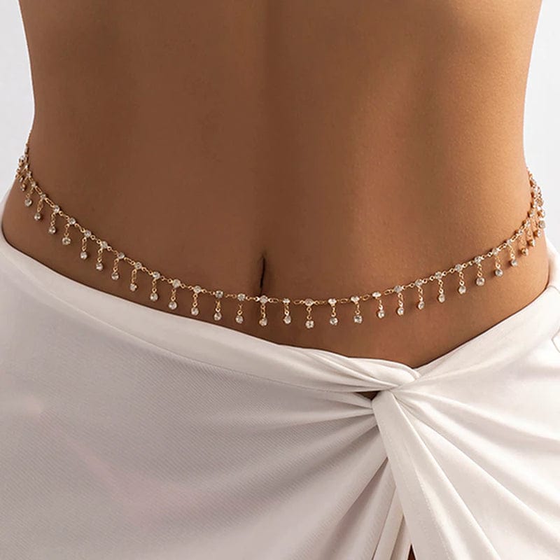 Sexy Body Waist Chain Jewelry for Women Vintage Minimalism Crystal Belly Belt Chain Bohemia Spring Summer Beach Vacation Bijoux