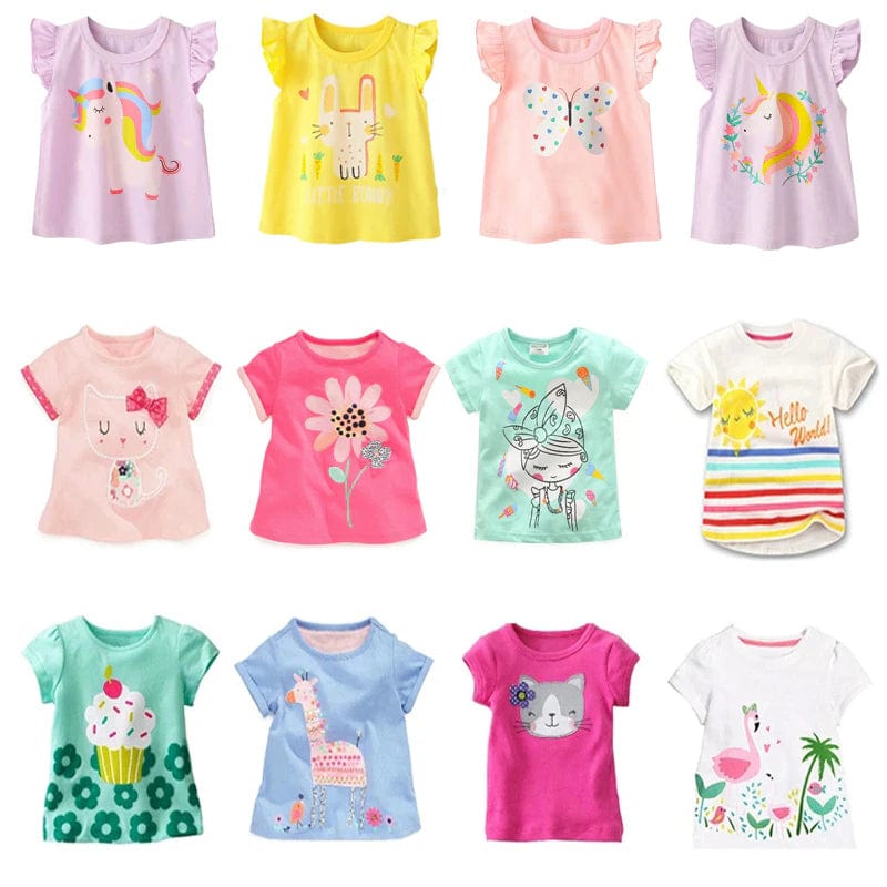 New Kids Girl T Shirt Summer Baby Cotton Tops Toddler Tees Clothes Children Clothing Cartoon T-Shirts Short Sleeve 2-9Y