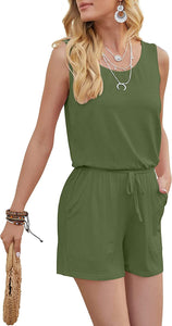 Womens Summer Romper Casual Short Jumpsuits with Pockets
