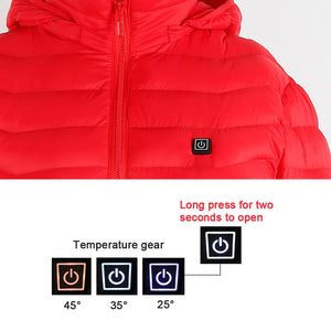 Thicken Electric Heated Jackets Down USB Down Cotton Outdoor Coat Hooded Winter Thermal Warmer Jackets Winter Outdoor