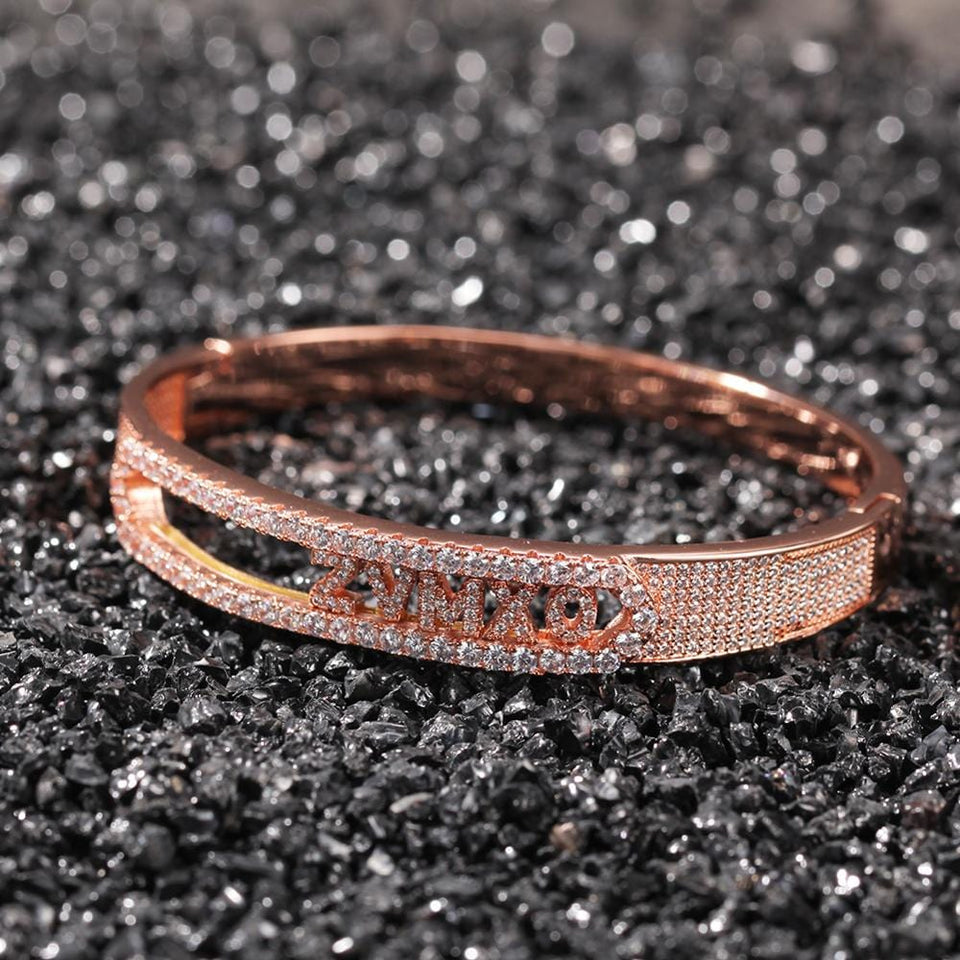 THE HIP HOP KING Custom Name Bracelet Micro Paved CZ Luxury Moved Mini Letters DIY Bangle For Women Men Full Iced Out Jewelry