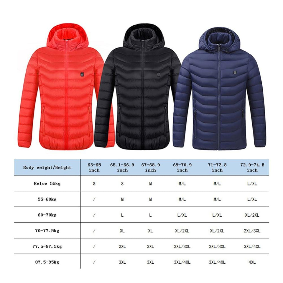 Thicken Electric Heated Jackets Down USB Down Cotton Outdoor Coat Hooded Winter Thermal Warmer Jackets Winter Outdoor