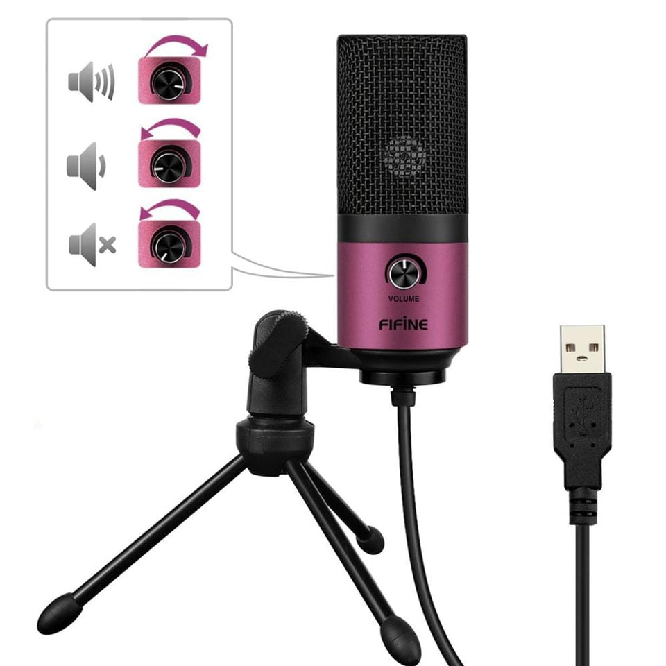 Fifine Metal USB Condenser Recording Microphone For Laptop  Windows Cardioid Studio Recording Vocals  Voice Over,Video-K669