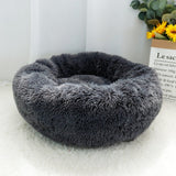 fluffy calming dog bed long plush donut pet bed hondenmand round ortho