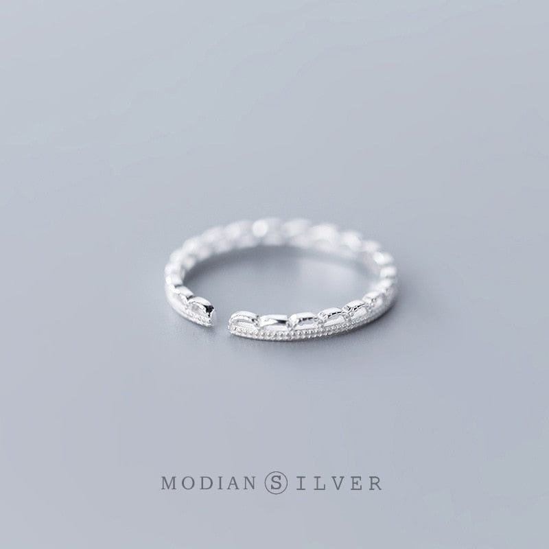 Modian Elegant Geometric Wave Lace Pattern Genuine Sterling Silver 925 Ring for Wome Free Size Ring Fine Jewelry 2020 Design