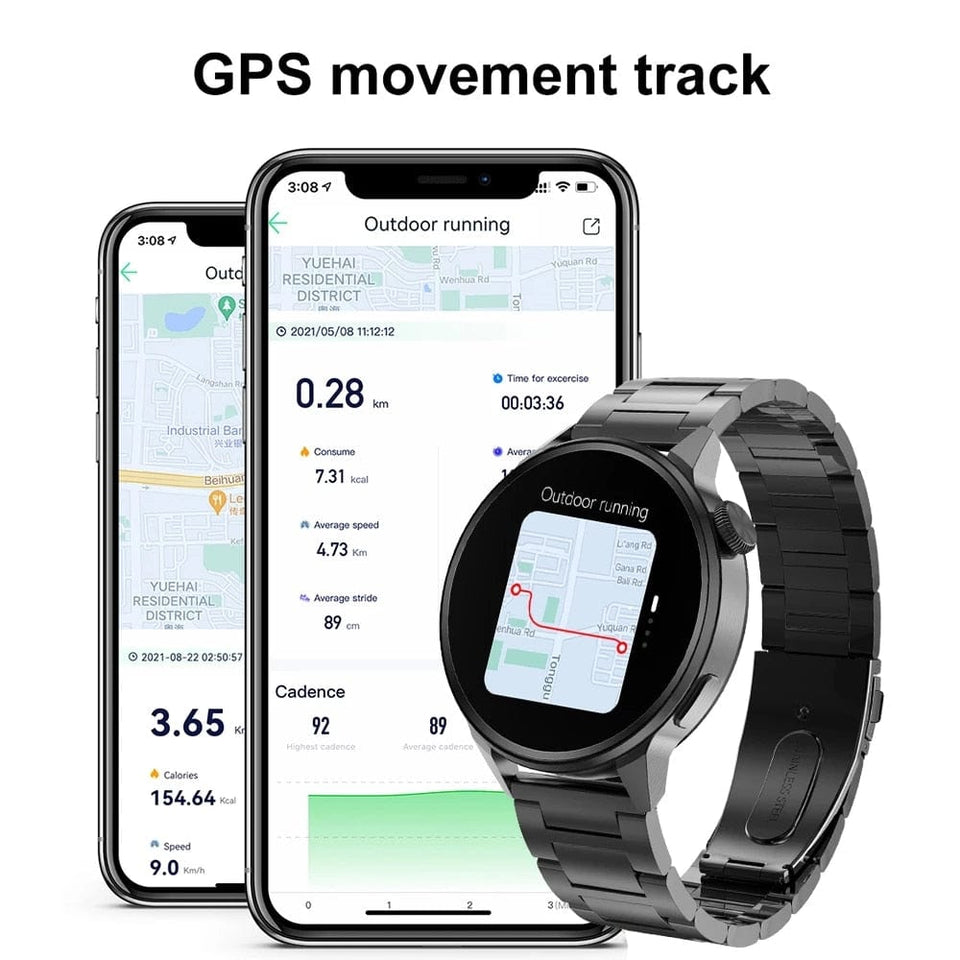 New 390*390 HD Screen NFC Smart Watch Men Bluetooth Call Sport GPS Track Watch Custom Dial Heart Rate ECG PPG Smartwatch For Men