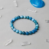 Natural Genuine Blue Apatite Phosphorite Round Loose 8mm Smooth Beads Bracelet For Women Men Energy Jewelry