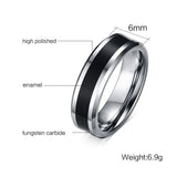 Vnox Men&#39;s Tungsten Wedding Bands Ring Thin Black Line Engagement Ring USA  Male Jewelry 6MM Wide