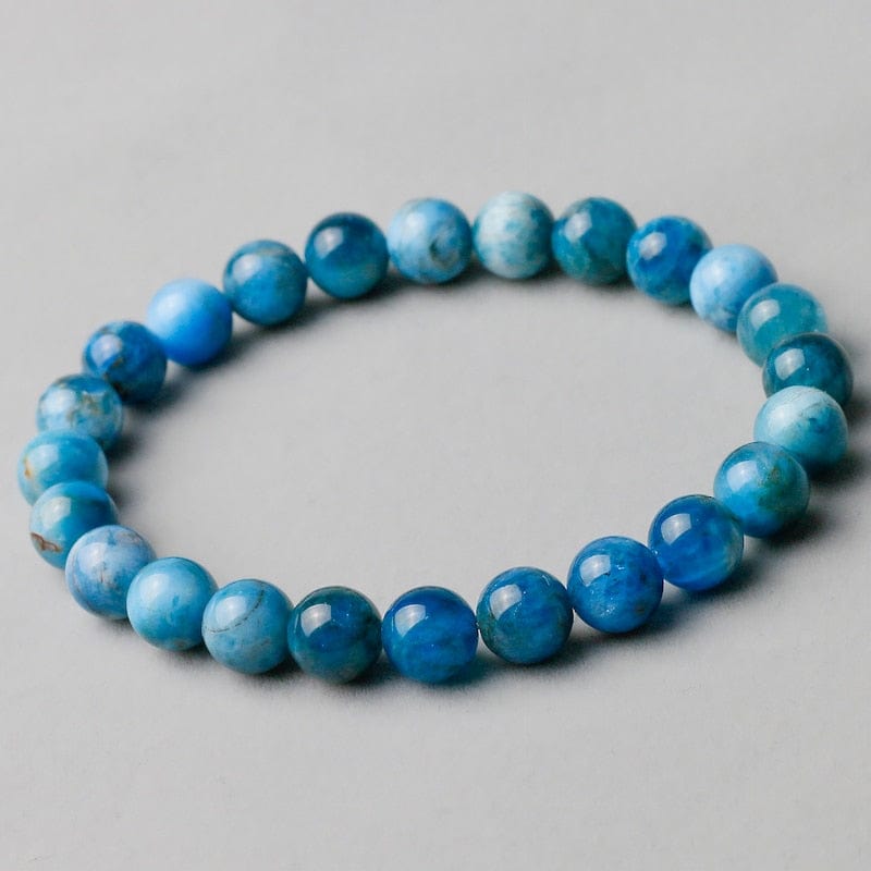 Natural Genuine Blue Apatite Phosphorite Round Loose 8mm Smooth Beads Bracelet For Women Men Energy Jewelry