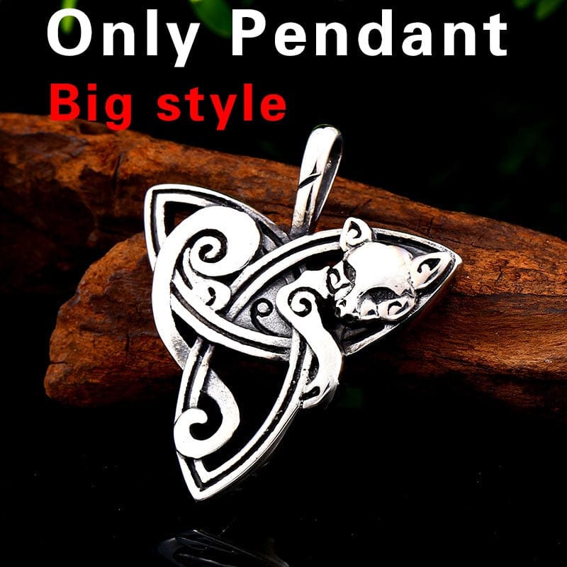 Beier 316L stainless Viking Norse Odin Cat  Valknut for Men Amulet scandinavian Necklace pendant animal Jewelry LP423