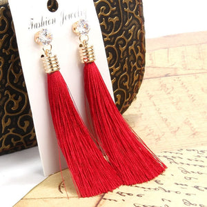 Girl Red White Silk Fabric Drop Rose Flower Earring Fashion Jewelry