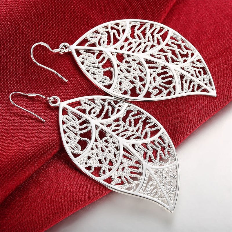 DOTEFFIL 925 Sterling Silver Fashion Leaf Earrings For Women Best Gift Wedding Engagement Jewelry