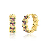 ANDYWEN 925 Sterling Silver Gold Rainbow Zircon Hoops Black CZ Crystal Huggies Circle Flower Loops Piercing Luxury Jewelry